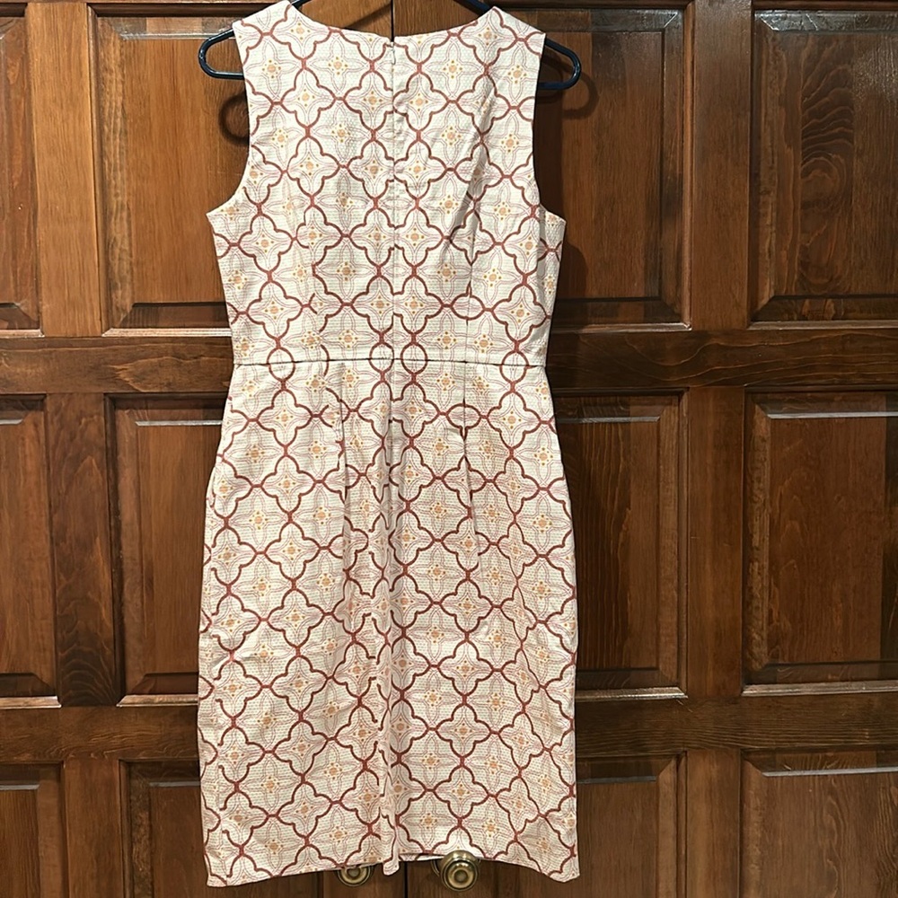 Boden Talia Trellis Sheath Dress Size 6L Pink Ivory Textured Cotton Pockets - Picture 6 of 13